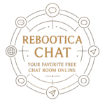 Rebootica chat interface promoting a free chat room and online talk to strangers platform.